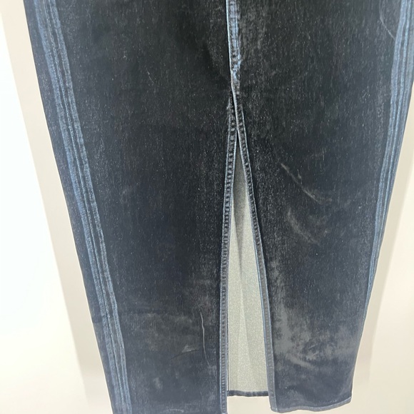 Blank NYC Black Velvet Denim Maxi Pencil Midi Skirt with Slit NWT - Picture 4 of 9